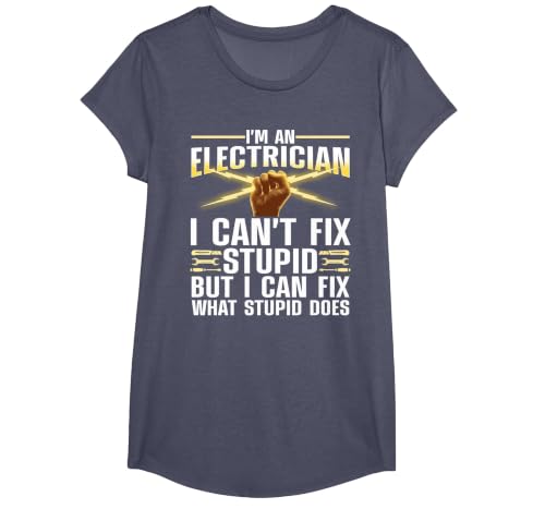 Funny Electrician for Men Women Journeyman Lineman T-Shirt, Girls, Heather Blue, Large