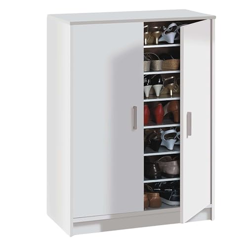 Habitdesign Mueble Zapatero Dos Puertas, Mueble Auxiliar, Modelo Basic Wide, Acabado en Blanco, Medidas: 75 cm (Ancho) x 101 cm (Alto) x 36 cm (Fondo)
