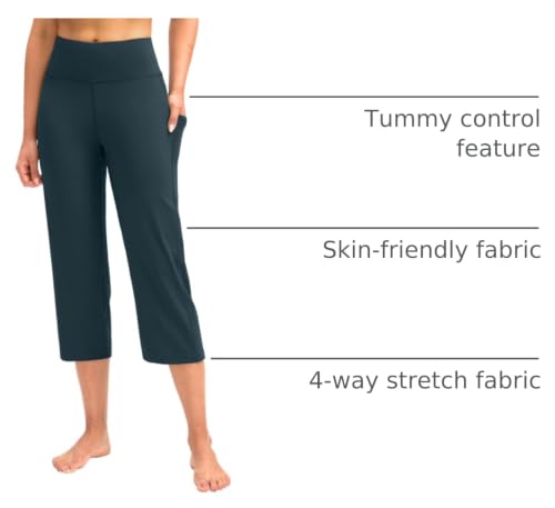 Image of G Gradual Capri Pants for Women High Waist Workout Yoga Pants with Pockets Tummy Control Leggings Crop Straight