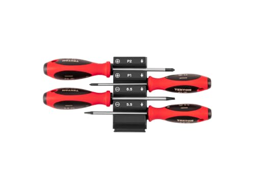 Image of TEKTON Phillips and Slotted Screwdriver Set, 4-Piece | DWZ90105 | 4 Inch Shanks, P1 - P2, 5.5 - 6.5 mm, Modular Organizers