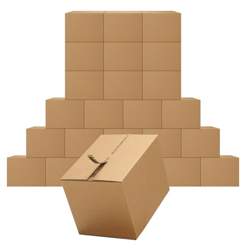 EdenseeLake 8x6x6 inches Self-Sealing Shipping Boxes, Corrugated Cardboard with Easy Open Pull-Tab for Packing, Moving, Mailing, 25 Packs