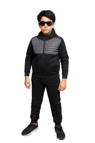 Boys Tracksuits Set, Kids Two-Piece Athletic Wear (UK, Age, 13 Years, 14 Years, Regular, Black/Steel)