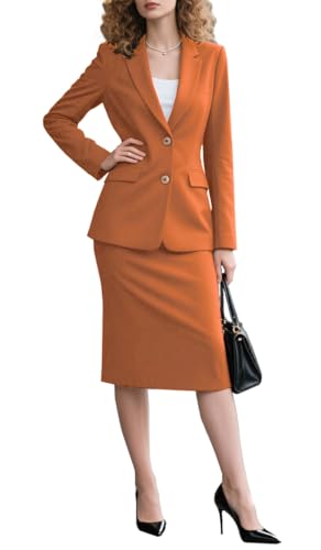 Blazer Sets Women 2 Piece Outfits Business Casual Long Sleeve Blazer and Pencil Skirt