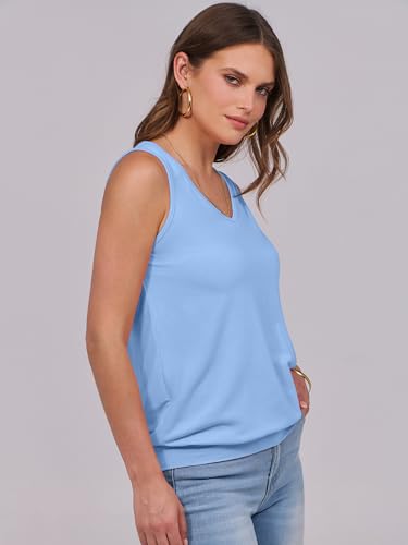 Image of ANRABESS Women Tank Tops Summer V Neck Sleeveless Casual Loose Fit Cute Cami Basic T Shirts Solid Tees 2026 Trendy Outfits