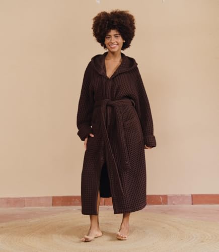 Image of Luxury Organic Japanese Cotton Hotel & Spa Waffle Bathrobe for Men and Women (Hooded /Kimono)