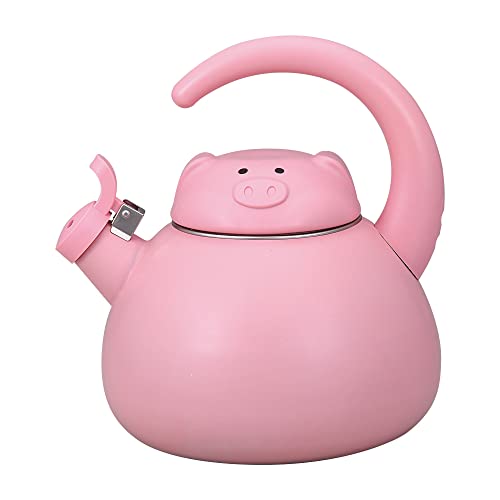 Whistling Tea Kettle for Stove Top Enamel on Steel Teakettle, Supreme Housewares Pink Pig Design Teapot Water Kettle Cute Kitchen Accessories Teteras (2.1 Quart, Pink Pig) -  71521