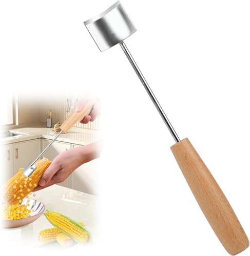 Wooden Handle Corn Peeler - Cob Corn Stripper Kernel Remover, Durable Kitchen Tool for Corn on The Cob, Eco-Friendly Wood Grip for Home & Outdoor Use