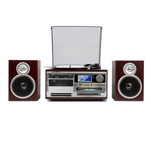 Trevi TT 1072 DAB, 33, 45 und 78 RPM Vinyl-Plattenspieler, Kabelloser Vinyl-Player, CD- und MP3-Player, USB und SD, 25W, Digitalradio DAB/DAB+ FM, Kopfhörerbuchse,...