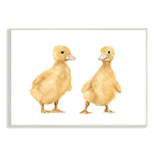 Image of Stupell Industries Yellow Duckling Pair Watercolor Portrait Children's Nursery Animals, Design by Fox Hollow Studios