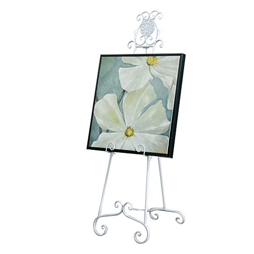 Preisvergleich Produktbild Nai-tripod Zhou Metall Tragbarer Ölmalerei Staffelei, Schmiedeeisen Stand-Hof-Ausstellungsstand, Wohnzimmer Photo Frame Faltbare Halterung Geschnitzte yan (Color : White)