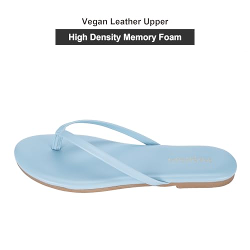 Image of mazeskin Women's Memory Foam Comfortable Flat Thong Sandals Dressy Summer Beach Leather Slide Flip Flops