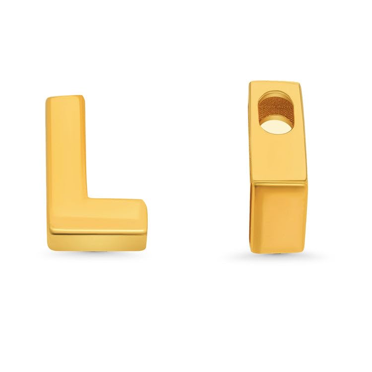 Jewelry America 14k Yellow Gold Mini Sliding Block Initial Charm Uppercase Letter Slide Through Pendant
