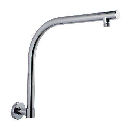 ACA International Bathroom Shower Arm 180° Swivel Wall Mount Gooseneck Shower Arm Extension High Arm Rose Shower Head Holder Stainless Steel (Chrome)