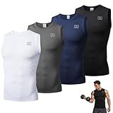 Zaffaella 4pcs Camiseta de Compresión para Hombre, Camisetas sin Mangas para Hombre, Fajas Abdominal Reductora Deportivo...