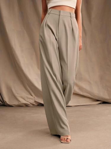 Image of KOTTY Trendy Beige High Rise Formal Straight Trousers for Women's Wardrobe Essential