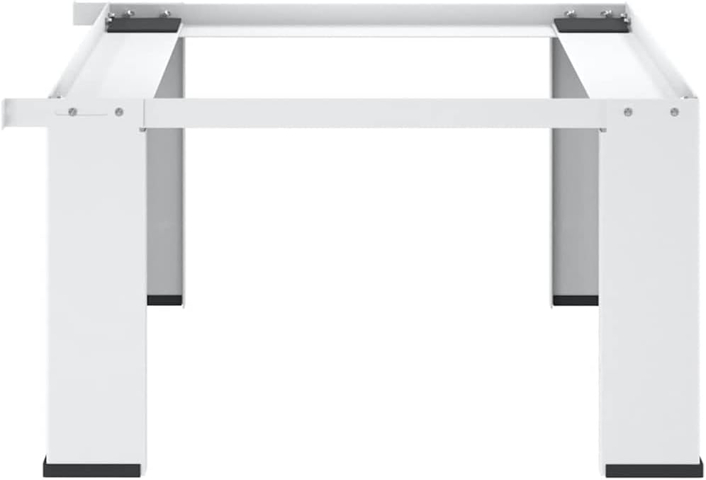 Washing Machine Pedestal with Storage Base, Heavy Duty Steel Laundry Stand for Washers and Dryers, Non-Slip Anti-Vibration Riser, White, 25.2 x 21.7 x 12.8 Inches