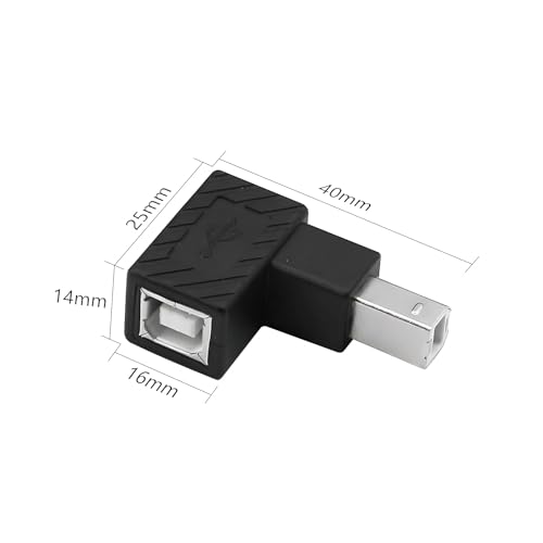 Image of 4-Piece USB 2.0 Type-B Printer Adapter; 90 Degrees USB B Male to Type-B Female; For Printer, Scanner, Mobile HDD & More