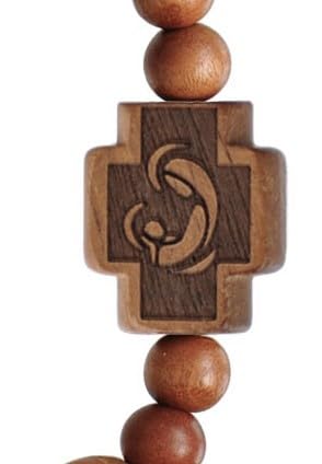 Sine Cera Light Jujube Wood 1 Decade Catholic Rosary Bracelet, Rose Cut 10mm Beads4