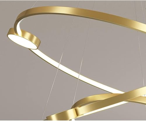 Lustre LED doré à intensité variable avec télécommande pour salon - 6