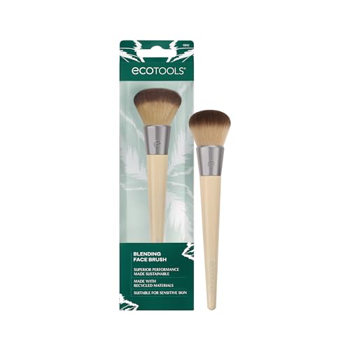 EcoTools Blending Face Makeup Brush, For Foundation, Bronzer, & Blush, Multipurpose Makeup Brush, Dense, Synthetic Bristles, Eco Friendly, Cruelty-Free & Vegan, 1 Count