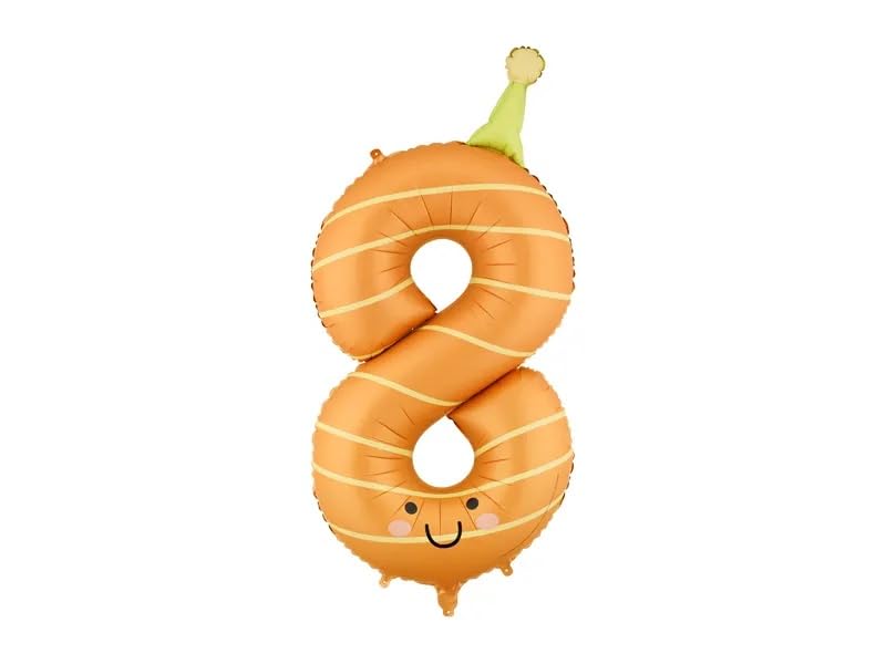 Cute Number Balloons for Birthday Parties, 0-9 Selectable Numbers, Multicolour Smiley Face Design, 86cm, Kids and Adults (Number 8)