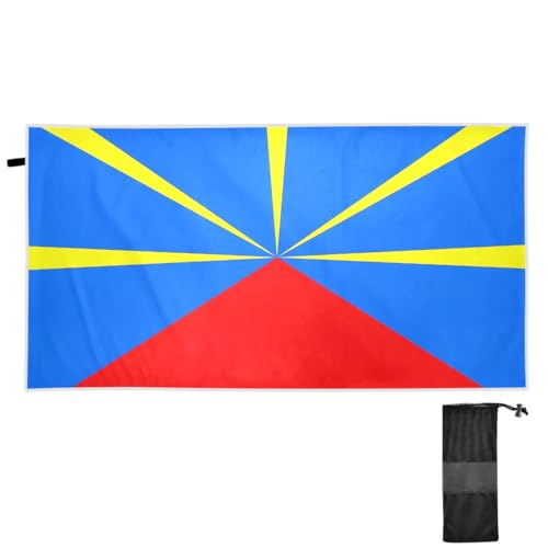 CHIFIGNO Grande serviette de plage légère surdimensionnée 76,2 x 152,4 cm, drapeau de l'île de la Réunion, serviettes de bain à séchage rapide, pliable,...