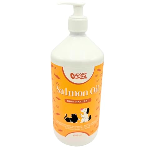 QUINDUS - Aceite de Salmón para Perros y Gatos | Aceite de Pescado con Omega 3 para Articulaciones, Piel y Pelaje | Anti-inflamatorio Natural | Compatible con Alimentación Seca y Húmeda (1000g)