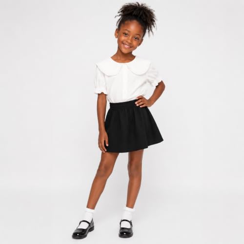 Image of Mud Kingdom Little Girls Peter Pan Collar Blouse Cotton Short Sleeve Button Up