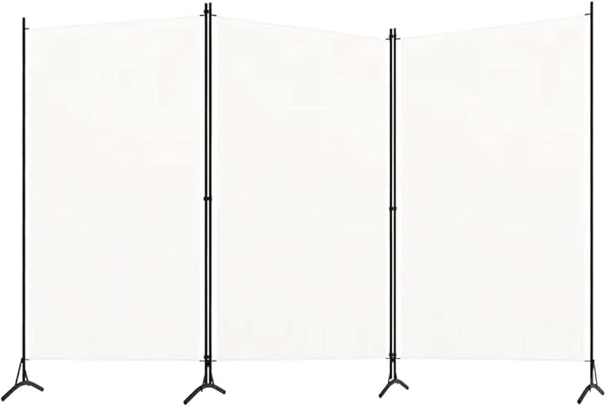 vidaXL Biombo Divisor de 3 Paneles, Biombo Plegable, Separador de Ambientes, Pantalla de Privacidad para Salón Oficina Jardín, Tela Blanco 260x180 cm