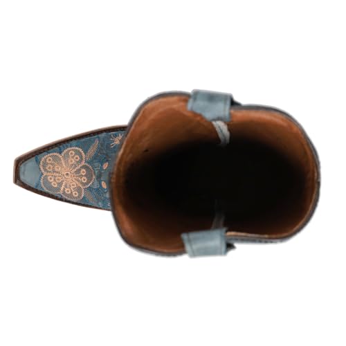 Corral Boots Womens Floral Embroidered Snip Toe Pull On Casual Boots Mid Calf Mid Heel 2-3" - Blue4