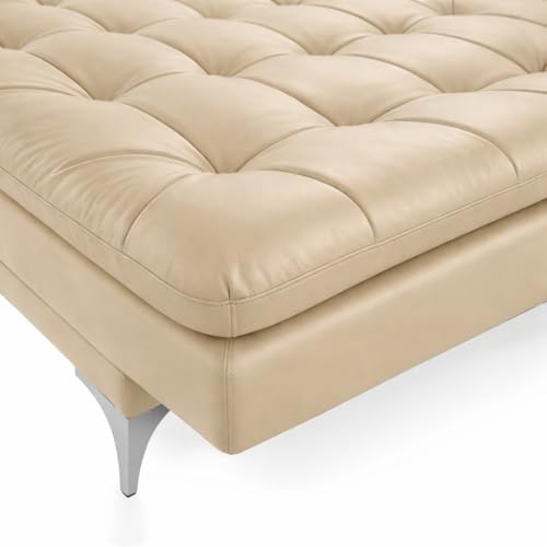 Image of Casaliving Danny 3 Seater Sofa Cum Bed Leatherette Fabric (Cream) with Two Cushions Perfect for |Home Living |Office Room and Guest Room Premium Sofa