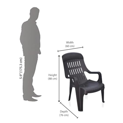 Nilkamal Plastic Leisure Chair for Living Room with Arm | 3 Year Warranty | for Home, Living Room, Outdoor | Weather Brown Colour | Weekender