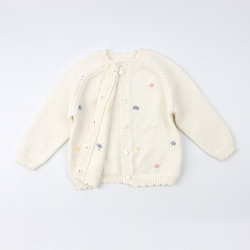 HOOLCHEAN Baby Toddler Girl Embroidered Knit Cardigan Sweater Soft Cotton Blend for Fall Winter Spring2
