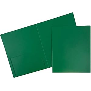 JAM PAPER Heavy Duty Plastic 2 Pocket School Folders – Green – 6/Pack
