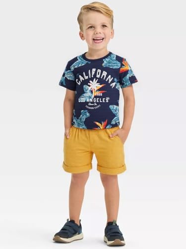Image of Frogwill Toddler Boys Summer Clothes Hawaiian Jungle Animal Cotton T-Shirt and Poplin Short Outfit Set