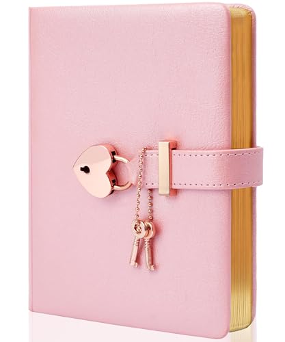 Product Image of the CAGIE Heart Shaped Lock Diary with Key for Girls PU Leather Cover Journal...