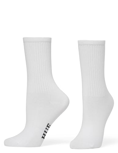 Image of HUE Women's Casual Ribbed Must-have Crew Lightweight Athletic Socks 3 Pair Pack
