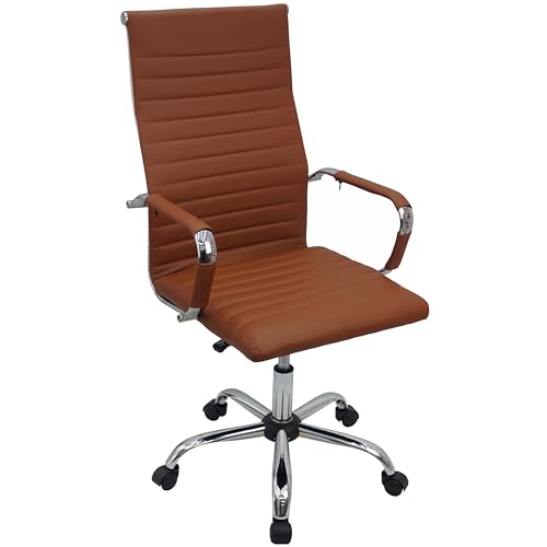 Kit 2 Cadeiras Eames Esteirinha Presidente Alta Estofada Couro Cinza