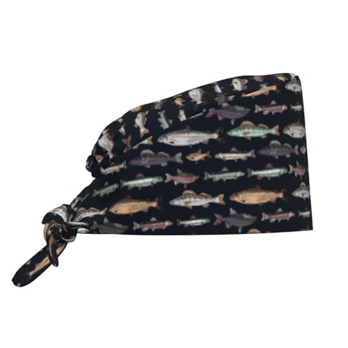 Image of Working Cap Scrub Cap with Sweatband Adjustable Unisex Women Tie Back Hat Nurse Surgical Caps
