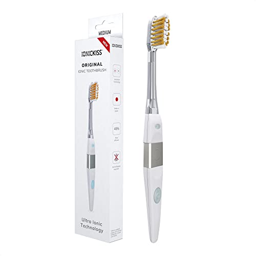IONIC KISS | Cepillo de dientes Iónico Original + Cabezal Dureza Media Naranja | limpieza dental | limpiar los dientes con y sin pasta de dientes | Dientes Blancos | Producto de Japón