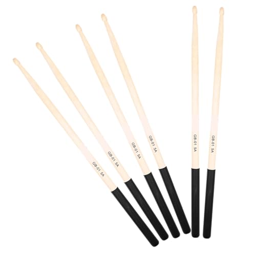 3 pares de baquetas de madera antideslizantes para batería miniatura 1