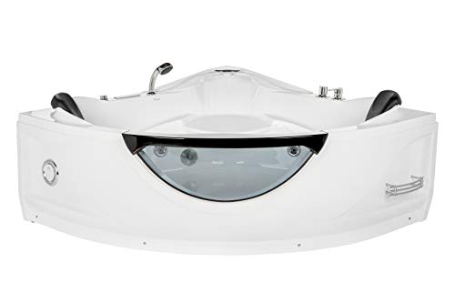 Empava 59" Whirlpool Corner Bathtub Luxury 2 Person Hydromassage Water Jets Soaking Massage