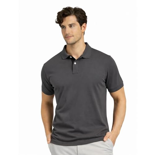 Image of Men's Premium Cotton Pique Polo T-Shirt, Classic Fit Short Sleeve Casual Summer Shirt, Soft & Breathable Fashion Polo