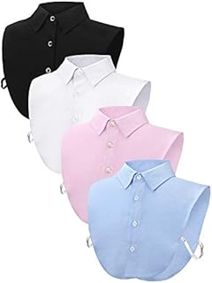 4 Pieces Fake Collar Detachable Dickey Collar Half Shirts Round Collar Blouse False Collar Top for Women Girls Outfits (White, Black, Pink, Light Blue,Cotton, Oxford Cloth)