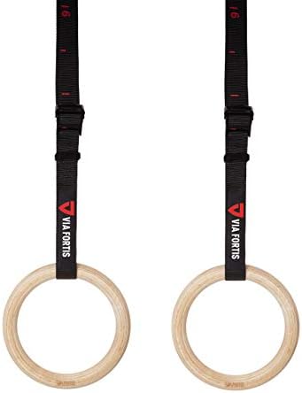 Anillas de Gimnasia de Madera VIA FORTIS con Correas miniatura 6