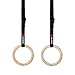VIA Fortis® Premium Wooden Gym Rings with Straps, Bag & Workout Guide - Gym Rings for Calisthenics & Crossfit in Competition Design - Extra Wide Straps with Markings