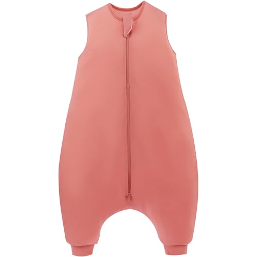 PurComfy Supersoft Toddler Sleep Sack with Feet 1.0 TOG Premium Bamboo Viscose Sleep Bag Walker with Legs 12-18-24-2t-4t-5t Coral Large