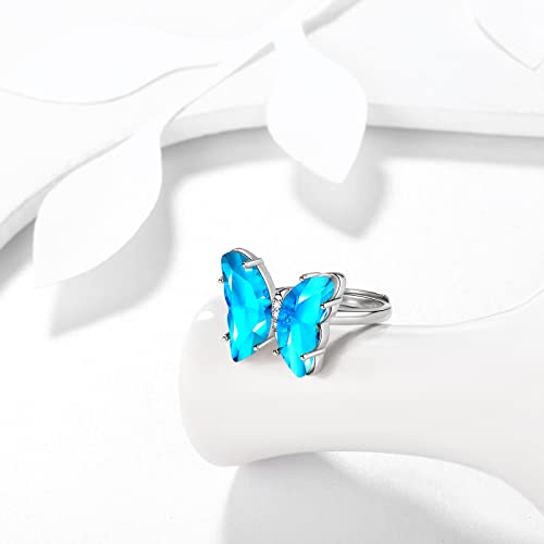 Aurora Tears Butterfly Necklace Earrings Ring Bracelet - Women 925 Sterling Silver Animal Butterflies Birthstone Pendant Crystal Wedding Birthday Jewelry3