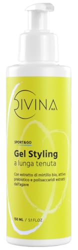 Gel Styling de alta fijación para cabello ondulado, rizado y afro Sport&Go by Divina BLK con extracto de arándano orgánico, activo probiótico y polisacáridos de extracto de agave (150ml)