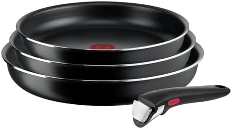 Tefal Ingenio Easy On 4-teiliges Pfannenset abnehmbarer Griff, 22/ 24/26 cm, stapelbar, platzsparend, Pfannen mit Antihaftversiegelung, einfache Handhabung und Reinigung, L15992